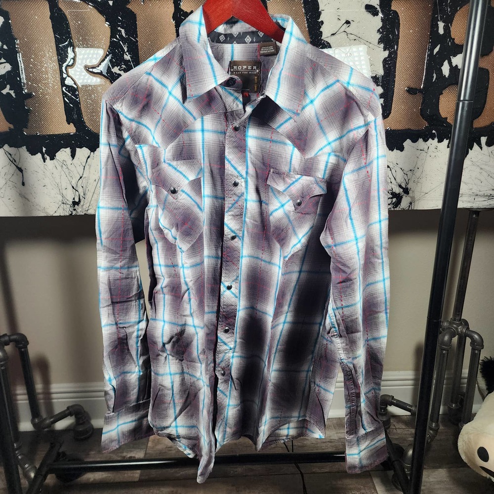 Men's Roper Cowboy Full Button Down shirt - Sz L